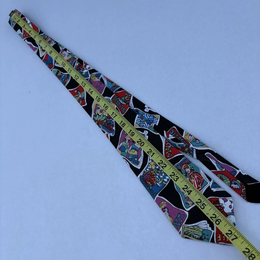 Handmade Novelty Tie Magazine Covers Cartoon Graphics Black Colorful